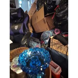 Vintage LE S MOON AND STARS BLUE Candleholder Footed 4.5 Wide And 4.5 Tall